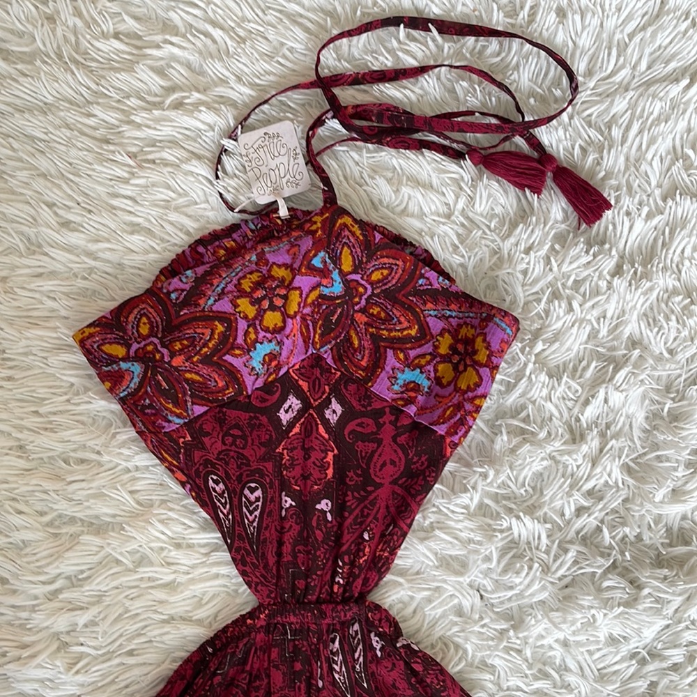 Free People Maribelle Red Cut Out Jumper Jumpsuit Size XS - Picture 2 of 5